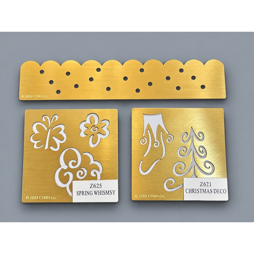 Close To My Heart CTMH Brass Stencil Lot Z625 Z621 Polka Dot Scallop Retired VTG
